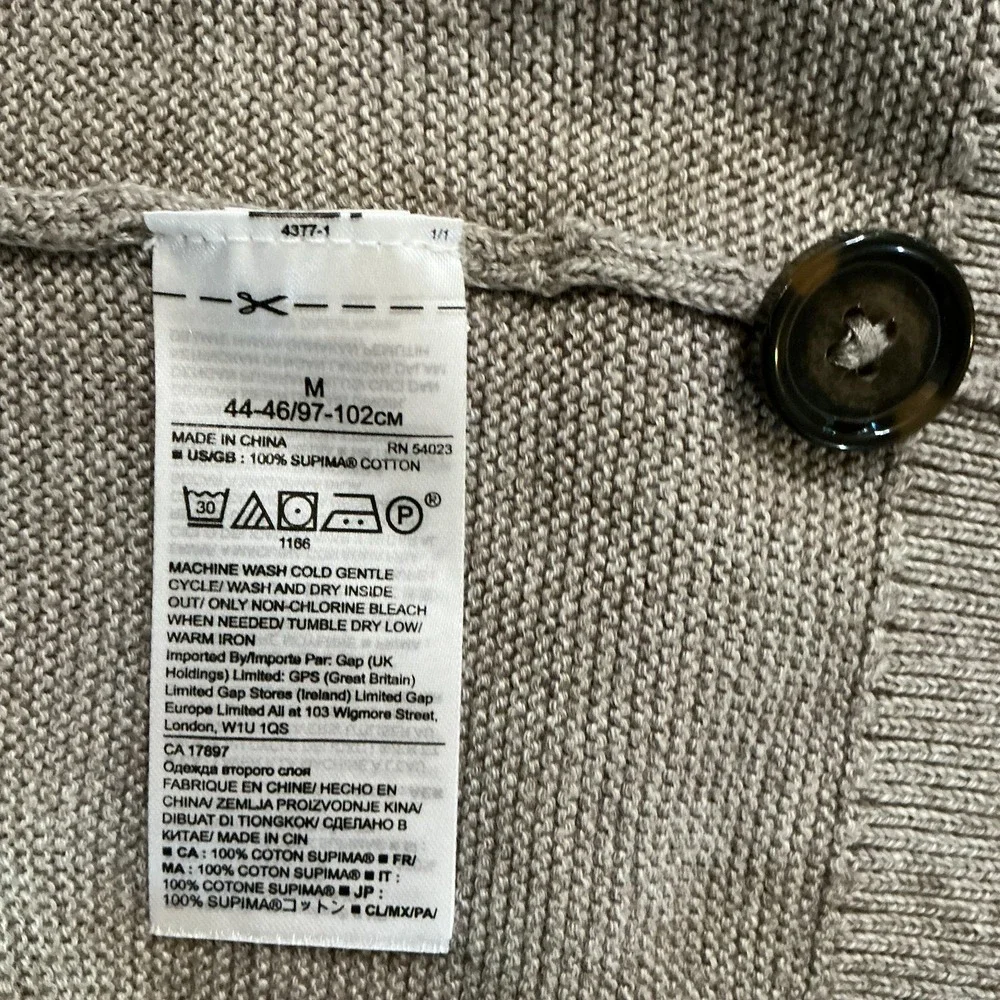 Banana Republic Shawl Collar Cardigan Sweater Mens M Beige 100% Supima Cotton